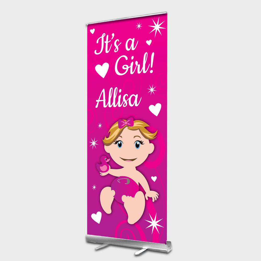 Roze Baby Girl roll up banner van Make My Moment