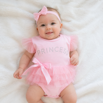 Roze princess baby romper