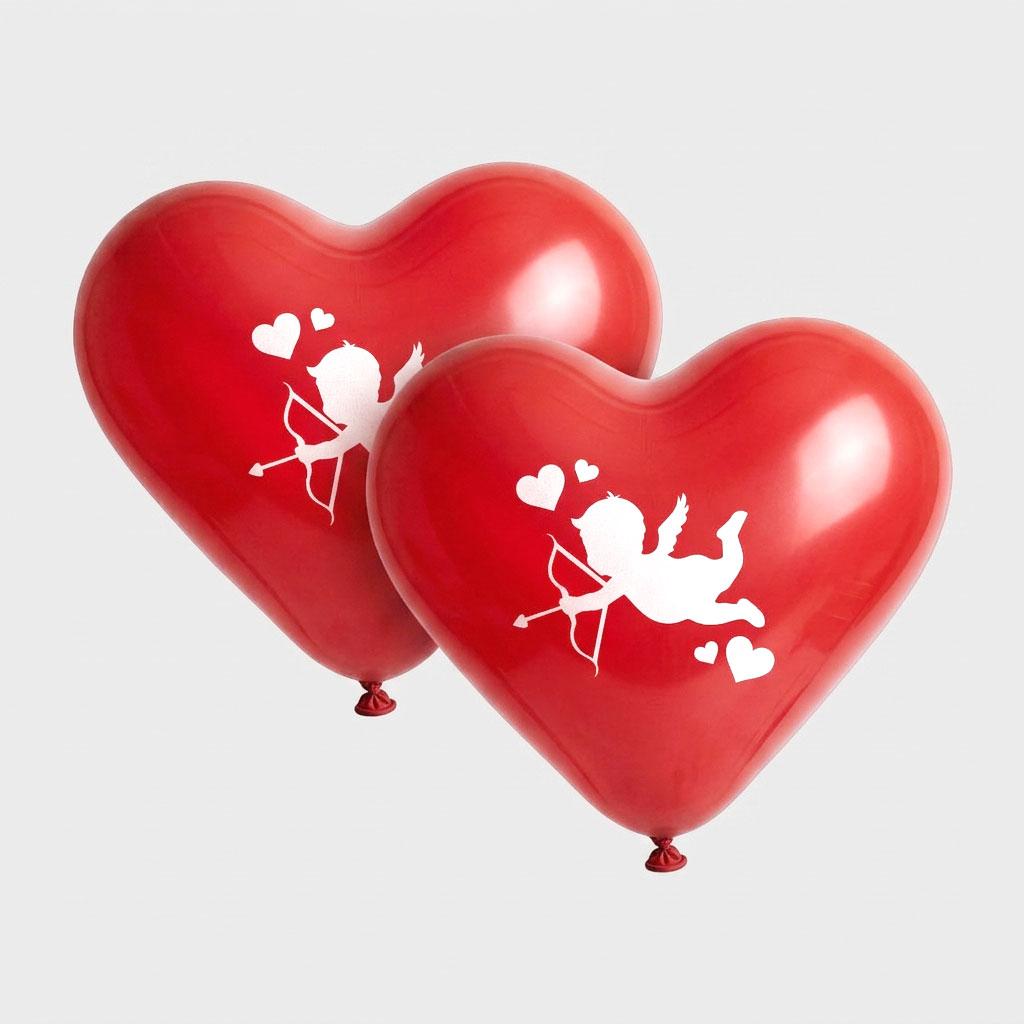Rode hart ballonnen met cupido design 