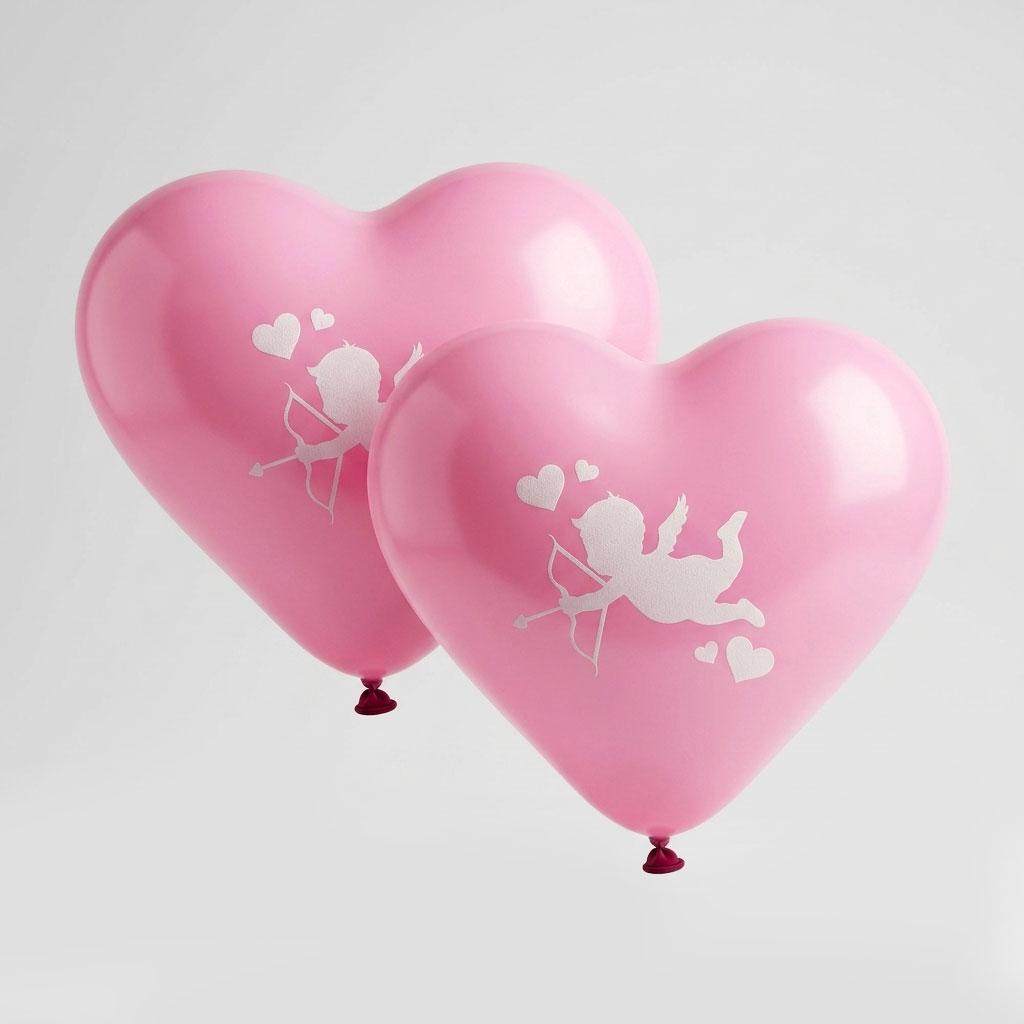 Roze hart ballonnen met cupido design