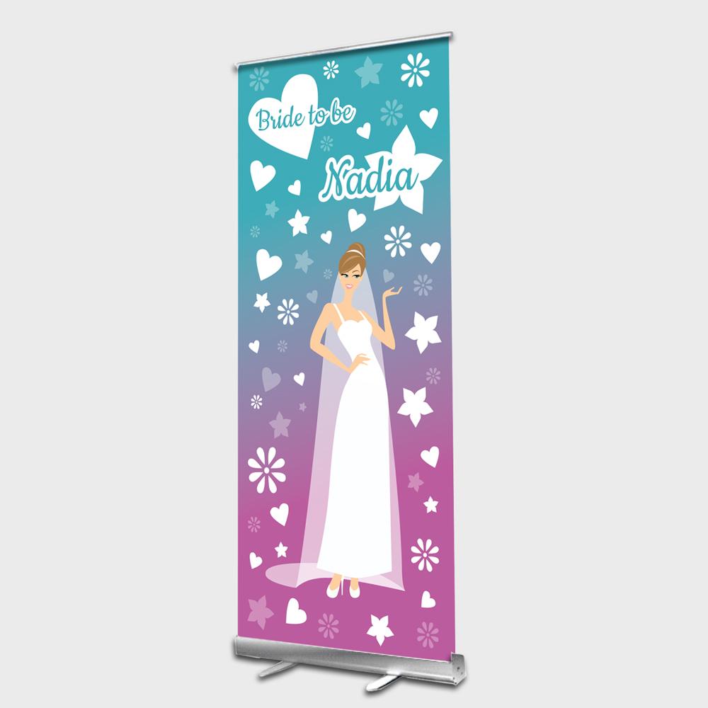 Bride to be roll up banner voor bridalshower