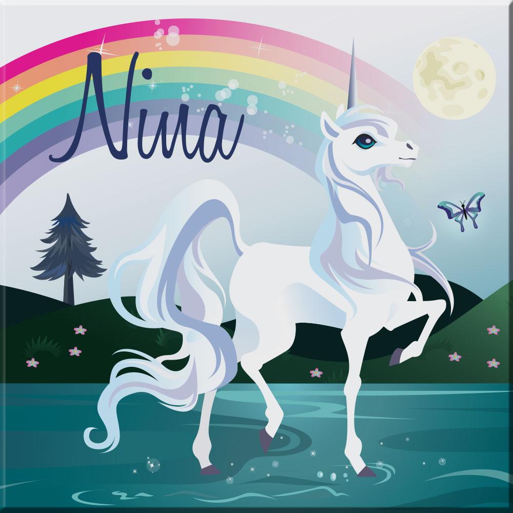 Canvas eenhorn blauw 