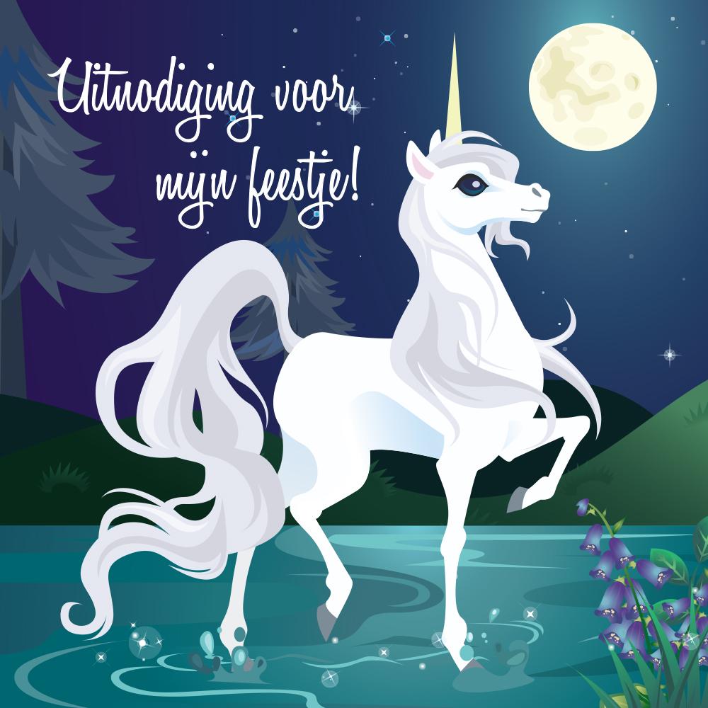 Eenhoorn uitnodigingen kinderfeest