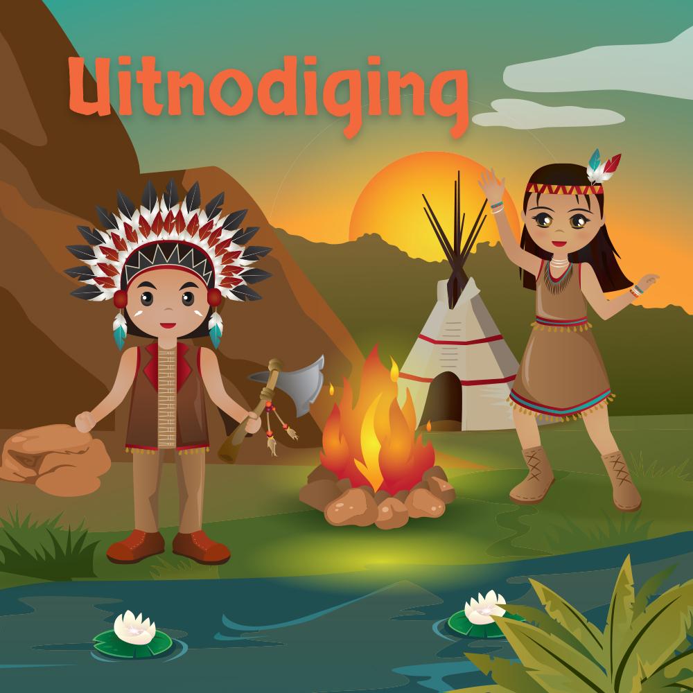 Indianen uitnodiging voorkant