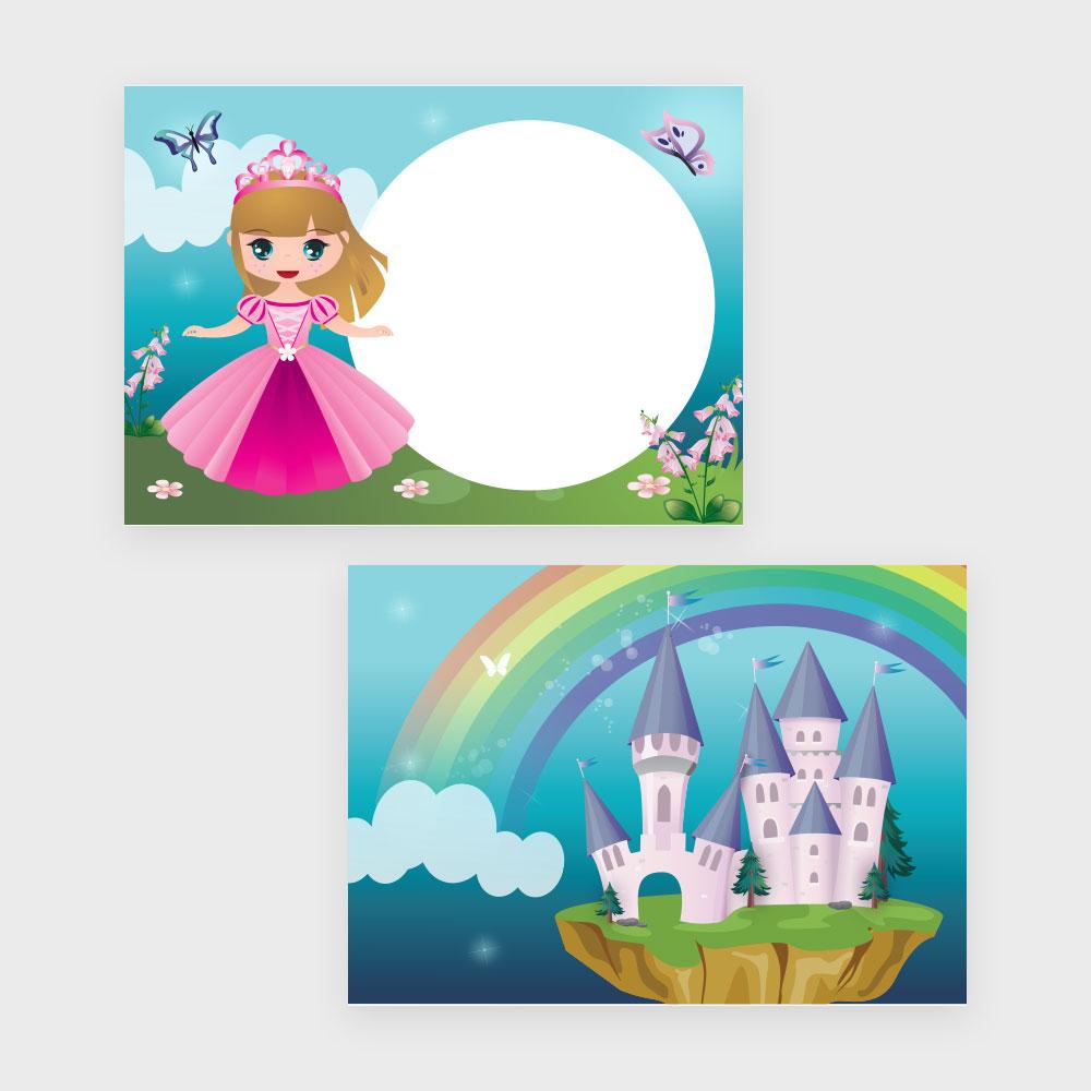 Prinsessen traktatiekaartje voor en achterkant design