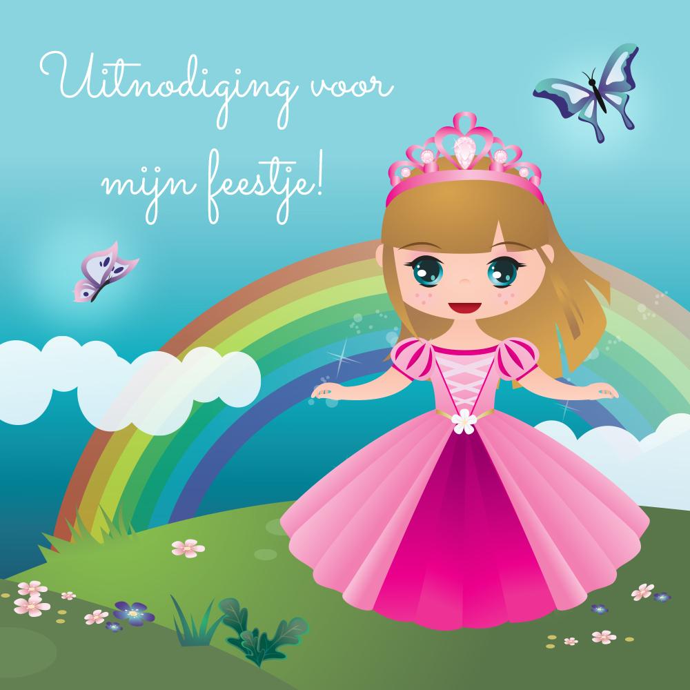 Prinsessen uitnodiging voorkant design