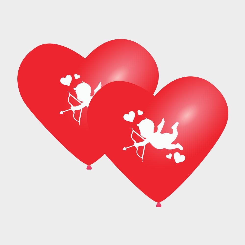 Rode hart ballonnen met cupido design 