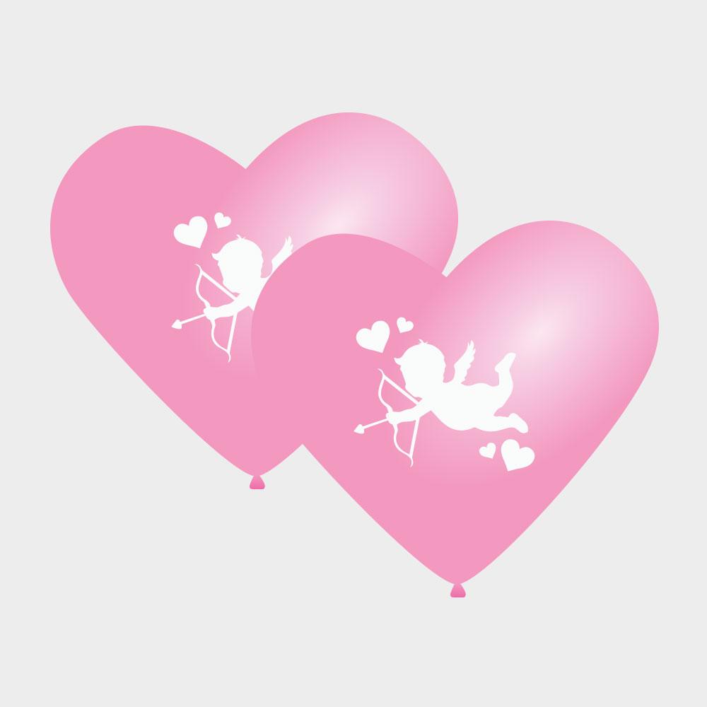 Roze hart ballonnen met cupido design