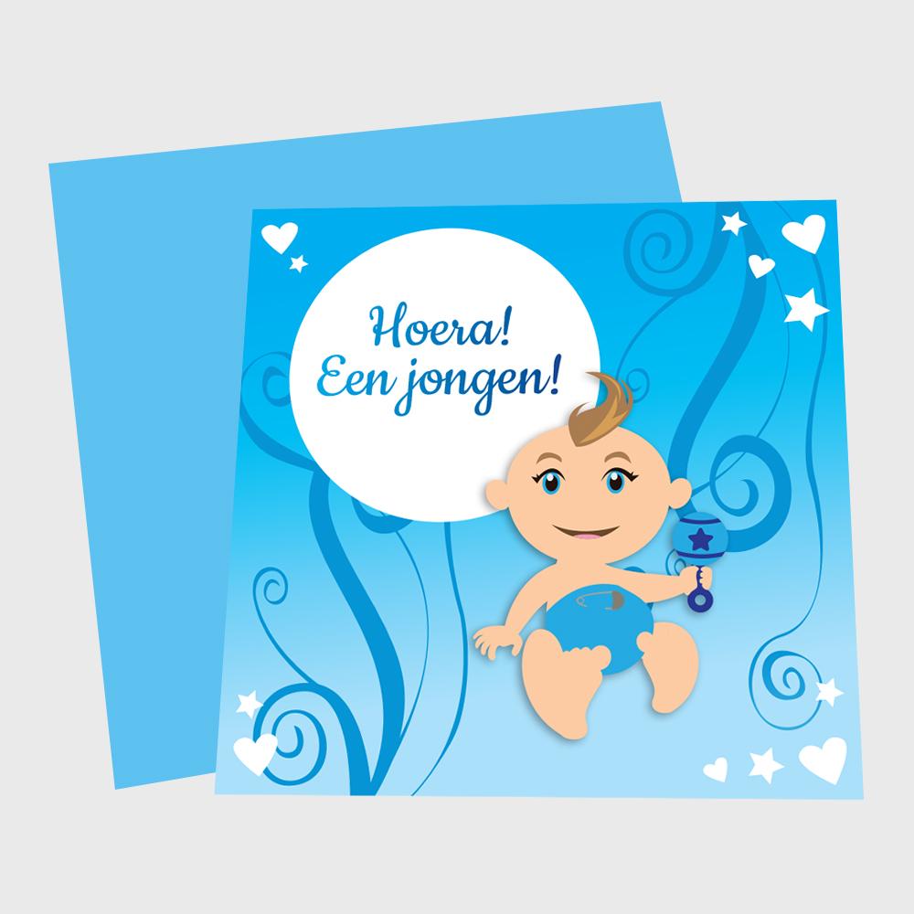 Felicitatie jongen kaart en envelop