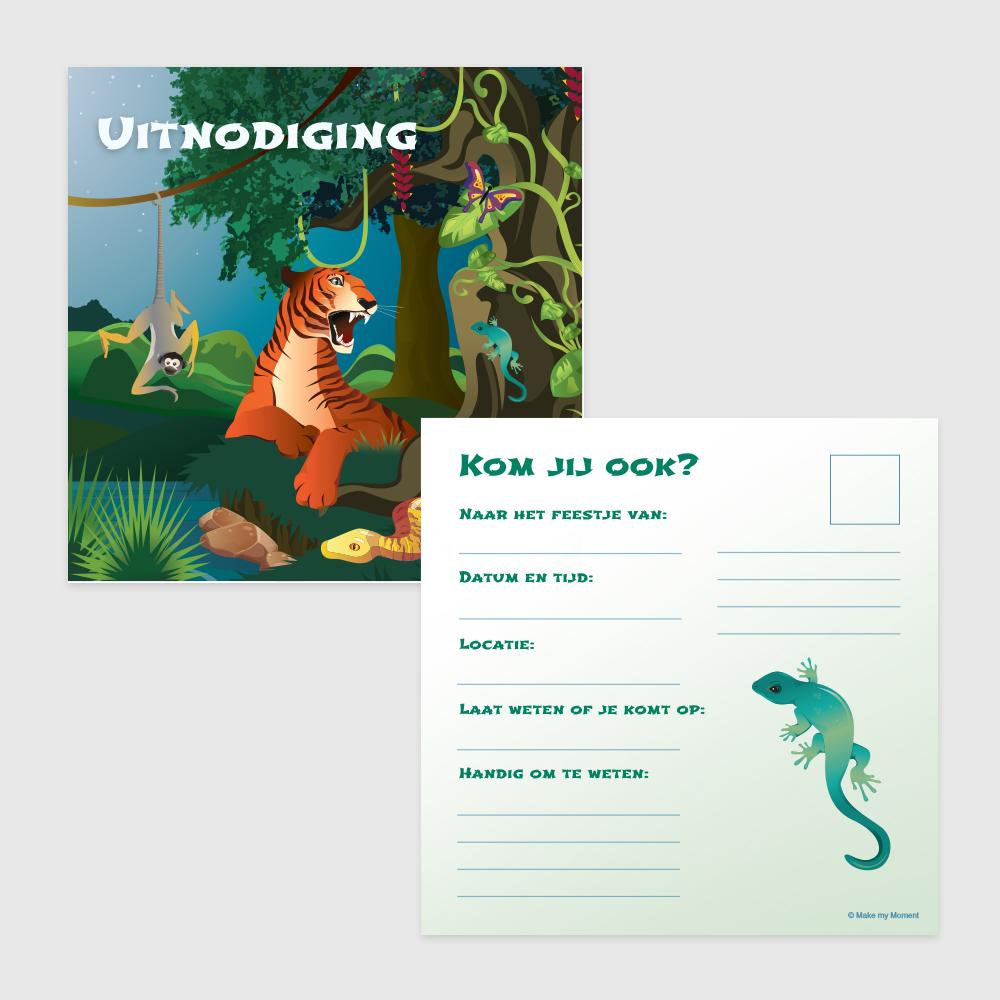 kinderfeest uitnodigingen dieren jungle thema
