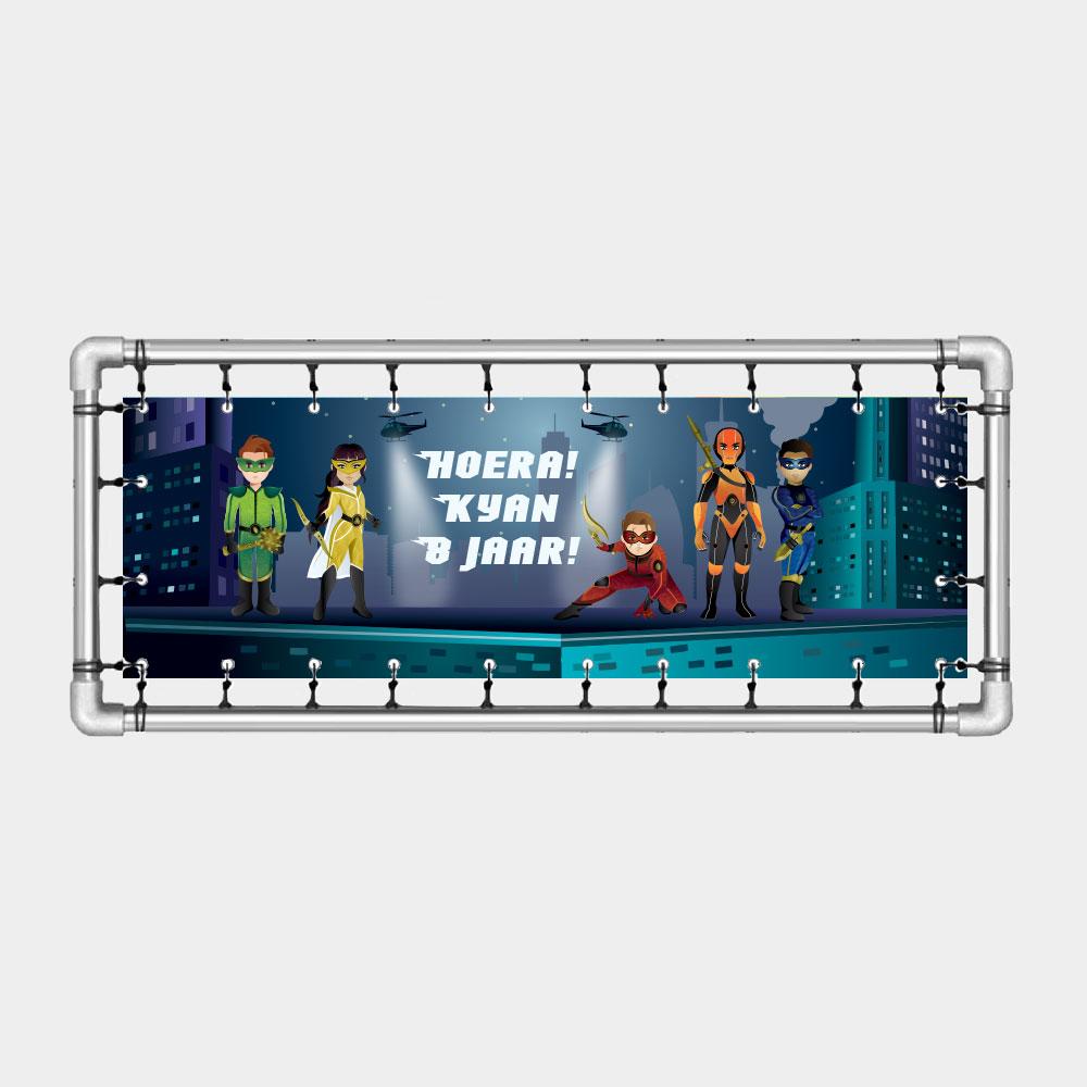 Spandoek superhelden met naam kind