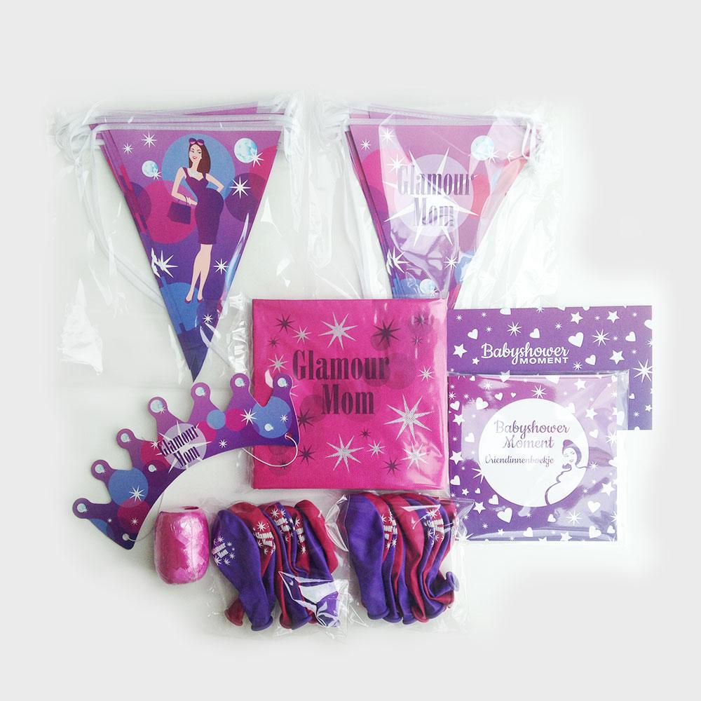 Versiering en servetten Glamour mom pink