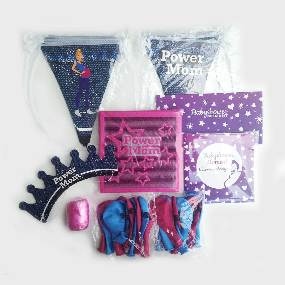 Versiering en servetten Power Mom Pink